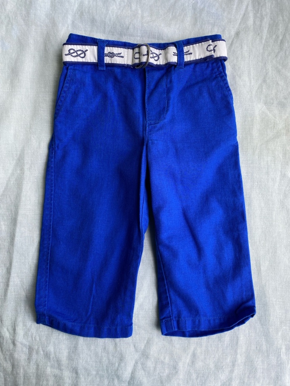 Ralph Lauren bright blue linen cotton twill pants with nautical knot belt